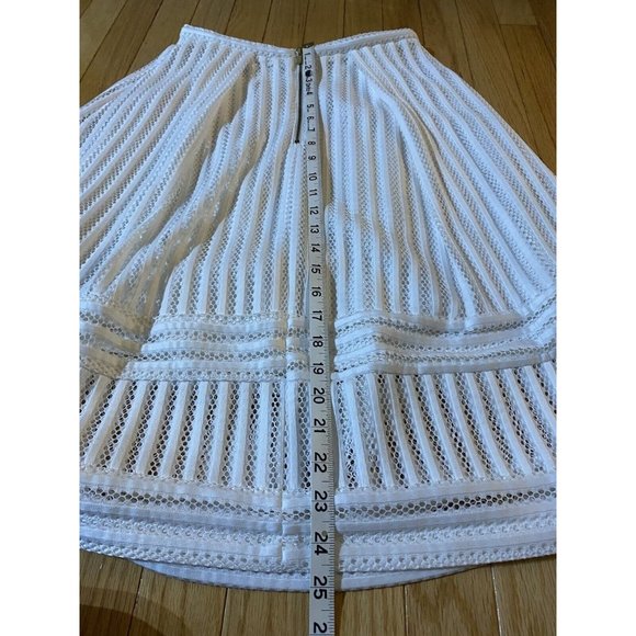 H&M White Mesh Overlay  Skirt Lined Midi Size 6  Rear Zipper - Picture 8 of 8